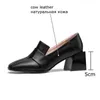 ALLBITEFO donne in vera pelle naturale scarpe tacco alto piazza moda casual tacco spesso tacchi alti signore lavorano donne tacchi 210611