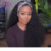 Headband Wig Human Hair Brazilian Scarf Wigs for Black Women No Glue Water Wave Human Hair Wigs 180 Density Curly Headband Wig9864070