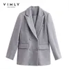 Vimly Wimsy Blazer ретро двубортный сплошной шерстяной куртки осень зима зубчатая одежда носить пальто женской вершины вершины F3125 211104