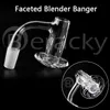 Beracky Full Weld Faceted Blender Quartz Banger 18mmOD Smoking Beveled Edge Nails With Diamond Caps&2pcs Ruby Terp Pearls For Glass Bongs Dab Rigs