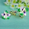Earrings & Necklace Blucome Adjustable Ring Set Joias Ouro Jewelry Sets Enamel Bijuterias Pink Flowers Joyas Wedding Women Girl Accessories