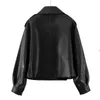 Ly Varey Lin 검은 짧은 느슨한 PU 가죽 자켓 가을 가짜 소프트 여성 streetwear 레드 오버코트 바이커 210526