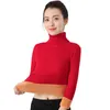 Kış Artı Kalın Kadife Örgü Kazak Dip Gömlek Astar Sıcak Kazak Kadın Moda 211011