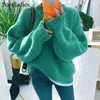 Bornladies Jesień Zima Luźna Pullover Podstawowy Ciepły sweter dla kobiet Soft Knited Korean V Neck Fashion Pull 211011