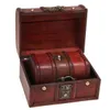 2pcs vintage cassa di legno custodia gioielli scatola di immagazzinaggio piccolo tesoro petto in legno cassa cassa casalinga scatola di stoccaggio 210315
