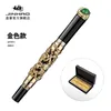 Penne gel JINHAO LuxuryTexture Carving Dragon King Gemma verde/rossa Forniture per ufficio orientali Cancelleria Penna roller per calligrafia