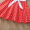 Meisjes witte polka-dot rode dragboog riem zomer princlose a-line rok daily casual 3T-8T x011 x0803