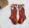 Bowknot Girls Skarpetki Kwiat Bowy Baby Princess Sock Kolee Wysokie Długie Miękkie Bawełniane Dziewczyny Skarpetki Obarczone Dzieci Footsocks Odzież dziecięca WMQ591