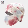 Berets Winter Creative Tie-dye Hat Mask Set Men And Women Outdoor Cold-resistant Face Protection Earflaps Warm Knitted Suit