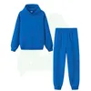 Toppies Sonbahar Kış Kadın Eşofman İki Set Polar Tişörtü Ekip Boyun Kapşonlu Sıcak Pantolon Spor 210930