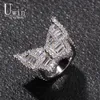 Uwin papillon CZ anneaux Micro pavé complet Bling glacé cubique Zircon luxe mode Hiphop bijoux cadeau 2103102521045