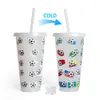 Plastic Tumblers Mugs with Lids & Straws Summer Party 24oz Cold Coffee Drinking Cup Color Changing