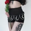Rosetic Femmes Jupes Été Noir Punk Rock Gothique Sexy Chic Une Ligne Taille Haute Ceinture Bouton Filles Vintage Jupes À Carreaux 210311