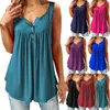 Plus Size 6XL Zomer Tank Top Womens Tuniek Button Neck Tops Sleeless Losse Casual Camis Dames Dames Top Haut Femme Y0824