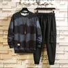 Patchwork Men's Sportswear Set Set Höst Spring Hoodies Casual TrackSuit Sweatshirt + Sweatpants Track Suit 211103