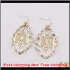 Trendy Cut Out Morocco Dangle Chandelier Filigree Two Tone Frame Statement Drop Earrings For Women Earrings J0Lvd Vcrzp