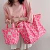 Sacs de rangement rose toile épaule femmes décontracté grande capacité fourre-tout femme coton tissu voyage sacs à main Shopper filles livre sac