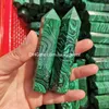 10pcs Sintetico Malachite verde Sintetico intagliato 6 Faceted Tower Obelisk Point Wand Swirls Spiritual Falso Crystal Quartz Meditaion MEDITAION SEMPIO