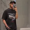 Right Version Rhude Vintage Tee Great White Shark Limited Print Used Men's and Women's Short Sleeve T-shirt195C
