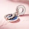 100% 925 Sterling Zilver Inspirerende Sterren Dangle Blue Emaille Charm Bead Geschikt voor Europese Pandora Sieraden bedelarmbanden