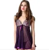 Lato Sexy Deep V-Neck Strap Koszulka Kobiety Bielizna Slik Spódnica Lady Koronki Satynowe Piżamy Plus Size Sleepwear