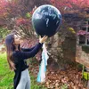 Tum pojke eller flicka ballong svart fest dekoration latex med konfetti kön avslöja globos baby shower