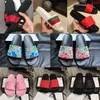 Designer Men Women brand Slippers Rubber Slide Sandal Flat Blooms Strawberry Tiger Bee Green Red White Web Fashion Shoes Beach Flip Flops Fl