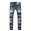 Jeans pour hommes Silentsea Fashion Biker Button Pants Designer à la mode Mens High Quality Blue Color Straight Ripped For Men209s