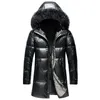 다운 재킷 남자 겨울 중간 및 긴 스타일 두꺼운 큰 양모 칼라 커플 겨울 작업 코트