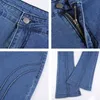 Streetwear Gestreifte Blaue Y2K Flare Jeans Für Mädchen Weibliche Mode Vintage Denim Hosen Frauen Hohe Taille Hosen Capris 210623