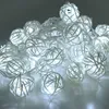 20/40 Rattan Balls Led String Lights Batterij Garland Katoen Kat Keten Gullande Lumineuse Holiday Christmas Lights Balls 201006