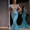 Mode Mermaid Evening Dresses Cap Sleeve Tassels Lace Beading Prom Gowns Ladies Amazing Långärmad Vestido de Novia