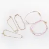 Charm Bracelets 5 Pcs/set Bohemian Bracelet Set For Women Braided Pearl Lotus Love Leaf Pink Rope Beads Chain Bangle Boho Jewelry Lars22