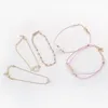 Pulseiras de charme 5 pcs/conjunto de pulseira bohemiana Conjunto para mulheres trançadas pérolas lótus amor folha cor de corda rosa Bagada de corrente Boho Jeia Lars22