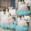 Colorful Flower Girl Dress For Weddings Jewel Neck Appliqued Tiered Tulle Birthday Gowns Pageant First Communion Wear