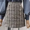 Saia de Tweed para mulheres no outono Primavera nova coreana branca chique chique saia curto com cintura alta mini saias 210311