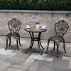 Camp Furniture Outdoor-Tische und Stühle aus Aluminiumguss, Innenhof, Garten, El Urniture, Terrasse, Kombination aus Freizeit, runder Terrassentisch aus Metall