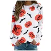 15Colors S-2XL Halloween Sweater Hoodies for Women Round Neck Pumpkin Ghost Spider Mat Print Long Sleeve Sports Tops G860DJA