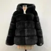 Mezclas de lana para mujer, abrigo de imitación de piel DH 2022, chaquetas de moda cálidas integradas con capucha para otoño e invierno, talla grande