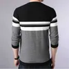 Browon Brand Autumn Sweater Men Oneck Striped Knittwear Men Slim Sweaters mannelijke lange mouw sociale zakelijke kleding mannen 210804