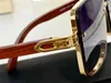 Novos óculos de sol de design 8200991 Quadrado Metal Quadro Templos De Madeira Simples Estilo Generoso Top Quality UV400 Óculos Protetores