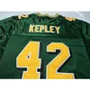 001 Edmonton Eskimos # 42 Dan Kepley White Green real Full ricamo College Jersey Taglia S-4XL o personalizzato qualsiasi nome o numero maglia