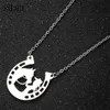 Stainless Steel Horseshoe Pendants Necklaces Design Loving Horse and Girl Necklace Movie Jewelry Party Accessories 2021 Gifts G1206