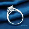 Anelli d'argento 925 per le donne Gioielli Simple Design Square Bridal Wedding Anello di fidanzamento