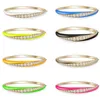2021 Summer Hot Selling Jewelry Gold Color 7 Colorful Neon Enamel Colorful 5a Cubic Zirconia Cz Bangle Bracelet Q0720