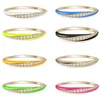 2021 Zomer Hot Selling Sieraden Goud Kleur 7 Kleurrijke Neon Emaille Kleurrijke 5a Cubic Zirconia CZ Bangle Bracelet Q0720