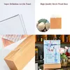 A6 100 * 198 * 48 mm Vertical Wood Base Clear Acrylic T Shape Sign Holder Stand Menu Paper Holder