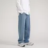 メンズジーンズPRルーズワイドレッグモッピング男性2022秋ファッションカジュアルパンツ男性ストリートウェア韓国人ヒップホップズボン