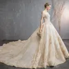 Новая роскошь Super Fairy Starry Sky Bridal Свадебное платье A-Line Ahoulder Принцесса мечта Свадьбы Длинные хвосты Свадебные платья