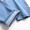 Jeans homem calças jeans masculinas finas sob medida de algodão 2022 elástico rasgado skinny motociclista bordado estampado buraco colado ajuste riscado plus size roupas jeans